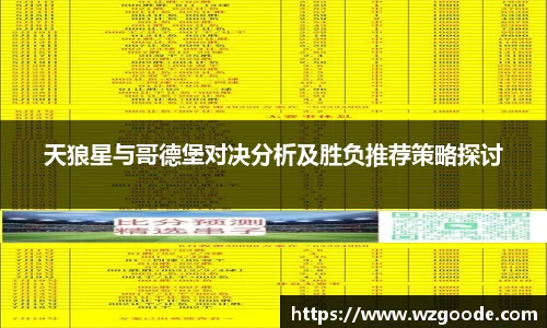 天狼星与哥德堡对决分析及胜负推荐策略探讨